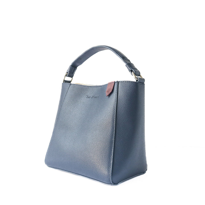 Yaya Leather Bucket Bag - Navy Blue